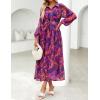 imageZESICA Womens Spring Floral Long Sleeve Maxi Dresses 2026 Casual Button Belted Chiffon Boho Wedding Guest Party DressPurple