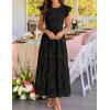 imageZESICA Womens Summer Boho Floral Midi Dress 2026 Casual Flutter Short Sleeve Crewneck Smocked Flowy Beach Long DressesBlack