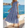 imageZESICA Womens Summer Boho Floral Midi Dress 2026 Casual Flutter Short Sleeve Crewneck Smocked Flowy Beach Long DressesDustyblue