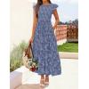 imageZESICA Womens Summer Boho Floral Midi Dress 2026 Casual Flutter Short Sleeve Crewneck Smocked Flowy Beach Long DressesDustyblue