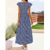 imageZESICA Womens Summer Boho Floral Midi Dress 2026 Casual Flutter Short Sleeve Crewneck Smocked Flowy Beach Long DressesDustyblue