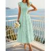 imageZESICA Womens Summer Boho Floral Midi Dress 2026 Casual Flutter Short Sleeve Crewneck Smocked Flowy Beach Long DressesSage