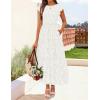 imageZESICA Womens Summer Boho Floral Midi Dress 2026 Casual Flutter Short Sleeve Crewneck Smocked Flowy Beach Long DressesWhite