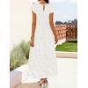 imageZESICA Womens Summer Boho Floral Midi Dress 2026 Casual Flutter Short Sleeve Crewneck Smocked Flowy Beach Long DressesWhite