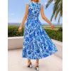 imageZESICA Womens Summer Boho Floral Sleeveless Midi Dress 2026 V Neck A Line Flowy Casual Beach Long Dresses with PocketsBlue