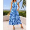 imageZESICA Womens Summer Boho Floral Sleeveless Midi Dress 2026 V Neck A Line Flowy Casual Beach Long Dresses with PocketsBlue