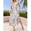 imageZESICA Womens Summer Boho Floral Sleeveless Midi Dress 2026 V Neck A Line Flowy Casual Beach Long Dresses with PocketsWhite