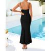 imageZESICA Womens Summer Floral Spaghtti Straps Midi Dress 2026 Bodycon Sleeveless Square Neck Casual Beach Long DressesBlack