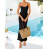 imageZESICA Womens Summer Floral Spaghtti Straps Midi Dress 2026 Bodycon Sleeveless Square Neck Casual Beach Long DressesBlack