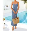 imageZESICA Womens Summer Floral Spaghtti Straps Midi Dress 2026 Bodycon Sleeveless Square Neck Casual Beach Long DressesDusty Blue
