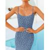 imageZESICA Womens Summer Floral Spaghtti Straps Midi Dress 2026 Bodycon Sleeveless Square Neck Casual Beach Long DressesDusty Blue