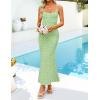 imageZESICA Womens Summer Floral Spaghtti Straps Midi Dress 2026 Bodycon Sleeveless Square Neck Casual Beach Long DressesGreen