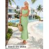 imageZESICA Womens Summer Floral Spaghtti Straps Midi Dress 2026 Bodycon Sleeveless Square Neck Casual Beach Long DressesGreen