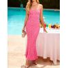 imageZESICA Womens Summer Floral Spaghtti Straps Midi Dress 2026 Bodycon Sleeveless Square Neck Casual Beach Long DressesHot Pink