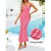 imageZESICA Womens Summer Floral Spaghtti Straps Midi Dress 2026 Bodycon Sleeveless Square Neck Casual Beach Long DressesHot Pink