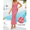 imageZESICA Womens Summer Floral Spaghtti Straps Midi Dress 2026 Bodycon Sleeveless Square Neck Casual Beach Long DressesPink