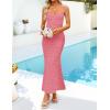 imageZESICA Womens Summer Floral Spaghtti Straps Midi Dress 2026 Bodycon Sleeveless Square Neck Casual Beach Long DressesPink