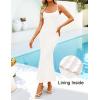 imageZESICA Womens Summer Floral Spaghtti Straps Midi Dress 2026 Bodycon Sleeveless Square Neck Casual Beach Long DressesWhite