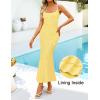 imageZESICA Womens Summer Floral Spaghtti Straps Midi Dress 2026 Bodycon Sleeveless Square Neck Casual Beach Long DressesYellow