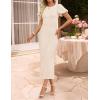 imageZESICA Womens Summer Short Sleeve Bodycon Midi Dress 2026 Spring Elegant Formal Wedding Guest Cocktail Party DressesApricot