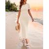 imageZESICA Womens Summer Short Sleeve Bodycon Midi Dress 2026 Spring Elegant Formal Wedding Guest Cocktail Party DressesApricot