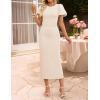 imageZESICA Womens Summer Short Sleeve Bodycon Midi Dress 2026 Spring Elegant Formal Wedding Guest Cocktail Party DressesApricot
