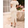 imageZESICA Womens Summer Short Sleeve Bodycon Midi Dress 2026 Spring Elegant Formal Wedding Guest Cocktail Party DressesApricot