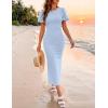 imageZESICA Womens Summer Short Sleeve Bodycon Midi Dress 2026 Spring Elegant Formal Wedding Guest Cocktail Party DressesBlue