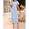 imageZESICA Womens Summer Short Sleeve Bodycon Midi Dress 2026 Spring Elegant Formal Wedding Guest Cocktail Party DressesBlue
