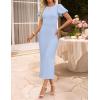 imageZESICA Womens Summer Short Sleeve Bodycon Midi Dress 2026 Spring Elegant Formal Wedding Guest Cocktail Party DressesBlue