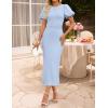 imageZESICA Womens Summer Short Sleeve Bodycon Midi Dress 2026 Spring Elegant Formal Wedding Guest Cocktail Party DressesBlue