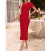 imageZESICA Womens Summer Short Sleeve Bodycon Midi Dress 2026 Spring Elegant Formal Wedding Guest Cocktail Party DressesRed
