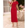 imageZESICA Womens Summer Short Sleeve Bodycon Midi Dress 2026 Spring Elegant Formal Wedding Guest Cocktail Party DressesRed