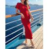 imageZESICA Womens Summer Short Sleeve Bodycon Midi Dress 2026 Spring Elegant Formal Wedding Guest Cocktail Party DressesRed