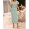 imageZESICA Womens Summer Short Sleeve Bodycon Midi Dress 2026 Spring Elegant Formal Wedding Guest Cocktail Party DressesSage