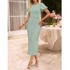 imageZESICA Womens Summer Short Sleeve Bodycon Midi Dress 2026 Spring Elegant Formal Wedding Guest Cocktail Party DressesSage