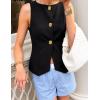 imageZESICA Womens Summer Sleeveless Suit Vest 2026 Boat Neck Button Down Formal Business Casual Trendy Work Blazer WaistcoatBlack