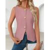 imageZESICA Womens Summer Sleeveless Suit Vest 2026 Boat Neck Button Down Formal Business Casual Trendy Work Blazer WaistcoatPink