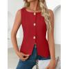 imageZESICA Womens Summer Sleeveless Suit Vest 2026 Boat Neck Button Down Formal Business Casual Trendy Work Blazer WaistcoatRed