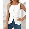 imageZESICA Womens Summer Sleeveless Suit Vest 2026 Boat Neck Button Down Formal Business Casual Trendy Work Blazer WaistcoatWhite