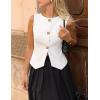 imageZESICA Womens Summer Sleeveless Suit Vest 2026 Boat Neck Button Down Formal Business Casual Trendy Work Blazer WaistcoatWhite