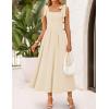 imageZESICA Womens Summer Spaghetti Strap Maxi Dress 2026 Tie Shoulder Square Neck Flowy Wedding Guest Party Beach Long DressesApricot