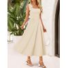 imageZESICA Womens Summer Spaghetti Strap Maxi Dress 2026 Tie Shoulder Square Neck Flowy Wedding Guest Party Beach Long DressesApricot