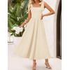 imageZESICA Womens Summer Spaghetti Strap Maxi Dress 2026 Tie Shoulder Square Neck Flowy Wedding Guest Party Beach Long DressesApricot