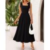 imageZESICA Womens Summer Spaghetti Strap Maxi Dress 2026 Tie Shoulder Square Neck Flowy Wedding Guest Party Beach Long DressesBlack
