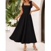imageZESICA Womens Summer Spaghetti Strap Maxi Dress 2026 Tie Shoulder Square Neck Flowy Wedding Guest Party Beach Long DressesBlack