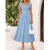 imageZESICA Womens Summer Spaghetti Strap Maxi Dress 2026 Tie Shoulder Square Neck Flowy Wedding Guest Party Beach Long DressesBlue