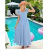 imageZESICA Womens Summer Spaghetti Strap Maxi Dress 2026 Tie Shoulder Square Neck Flowy Wedding Guest Party Beach Long DressesBlue