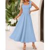 imageZESICA Womens Summer Spaghetti Strap Maxi Dress 2026 Tie Shoulder Square Neck Flowy Wedding Guest Party Beach Long DressesBlue