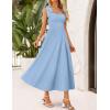 imageZESICA Womens Summer Spaghetti Strap Maxi Dress 2026 Tie Shoulder Square Neck Flowy Wedding Guest Party Beach Long DressesBlue